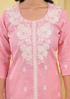 Women Chikankari Embroidered Ethnic Tunic Top