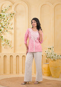 Women Chikankari Embroidered Ethnic Tunic Top