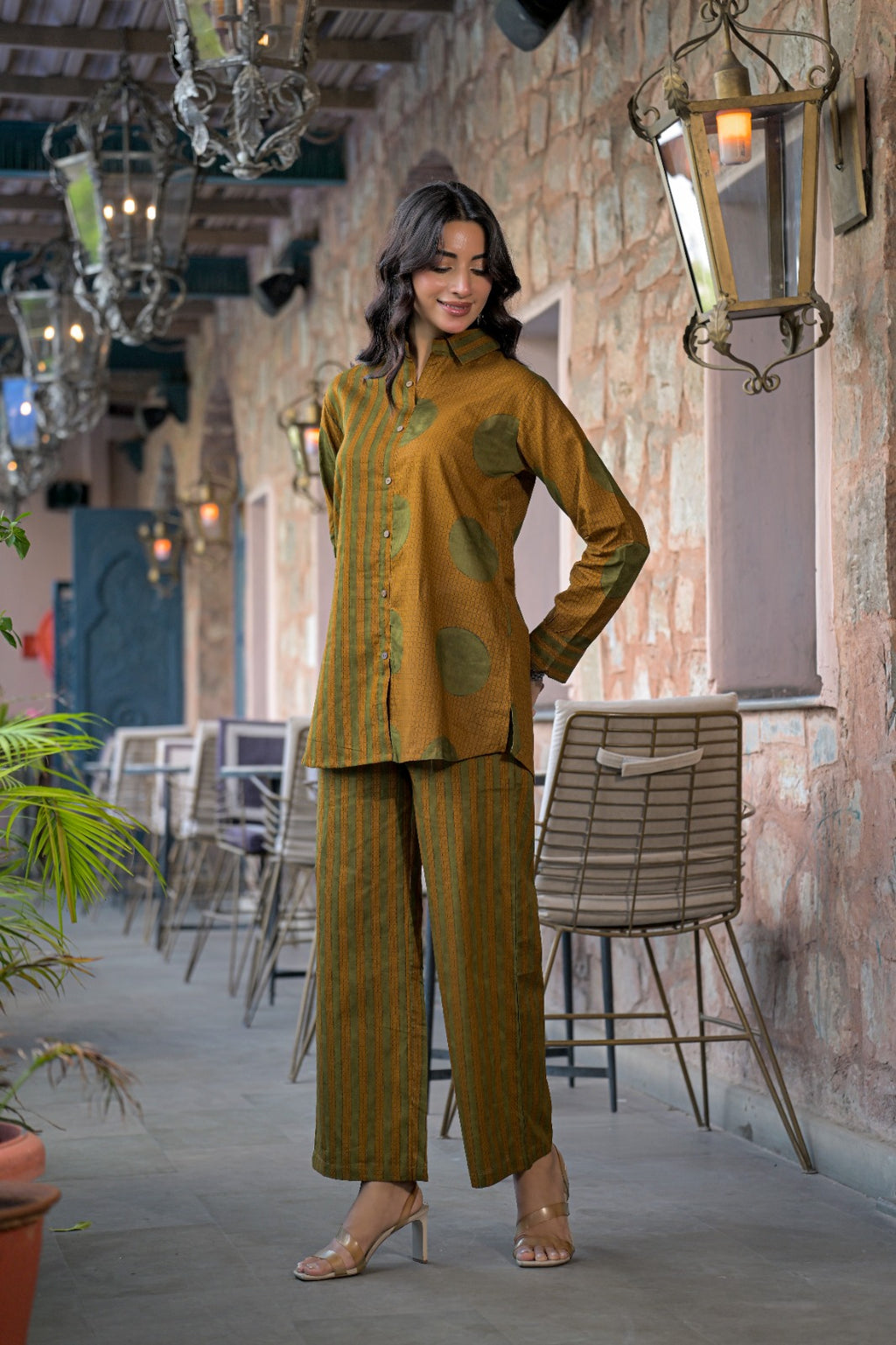 Women Striped Shirt Style 2-Piece Co-Ord Set