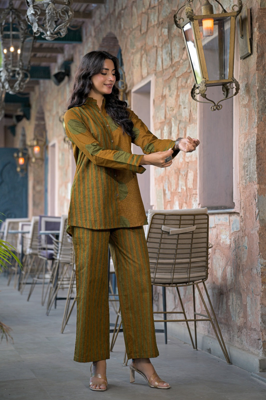 Women Striped Shirt Style 2-Piece Co-Ord Set