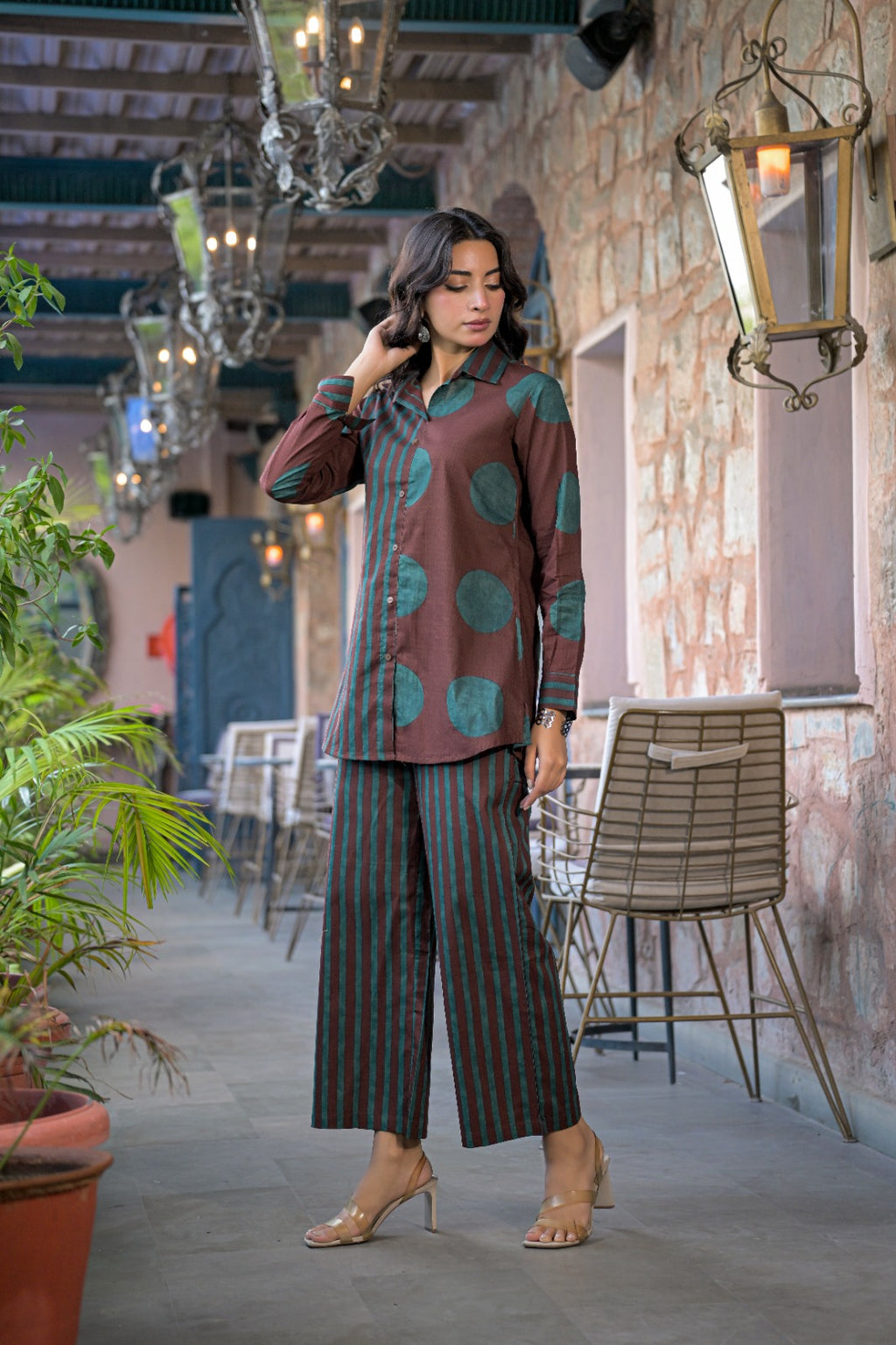 Women Striped Shirt Style 2-Piece Co-Ord Set