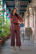 Women Striped Shirt Style 2-Piece Co-Ord Set