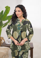 Women Abstract Leaf Print 2-Piece Co-Ord Set