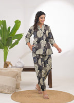 Women Abstract Leaf Print 2-Piece Co-Ord Set