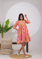 Abstract Printed Tiered Midi Dress