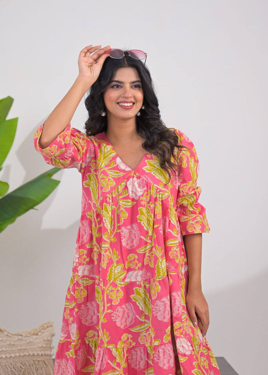 Abstract Printed Tiered Midi Dress