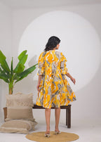 Abstract Printed Tiered Midi Dress