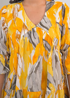 Abstract Printed Tiered Midi Dress