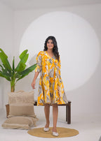 Abstract Printed Tiered Midi Dress