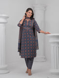 Traditional Ethnic Jaal & Floral Boota Print 3 Piece Kurta Set