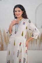 Rose Pink Ethnic Printed Straight Kurta Palazzo Set