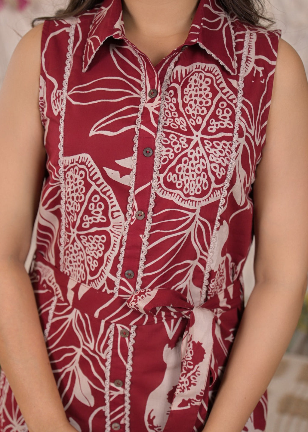Floral Printed Sleeveless Shirt Dress