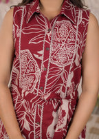 Floral Printed Sleeveless Shirt Dress