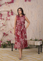 Floral Printed Sleeveless Shirt Dress