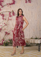 Floral Printed Sleeveless Shirt Dress