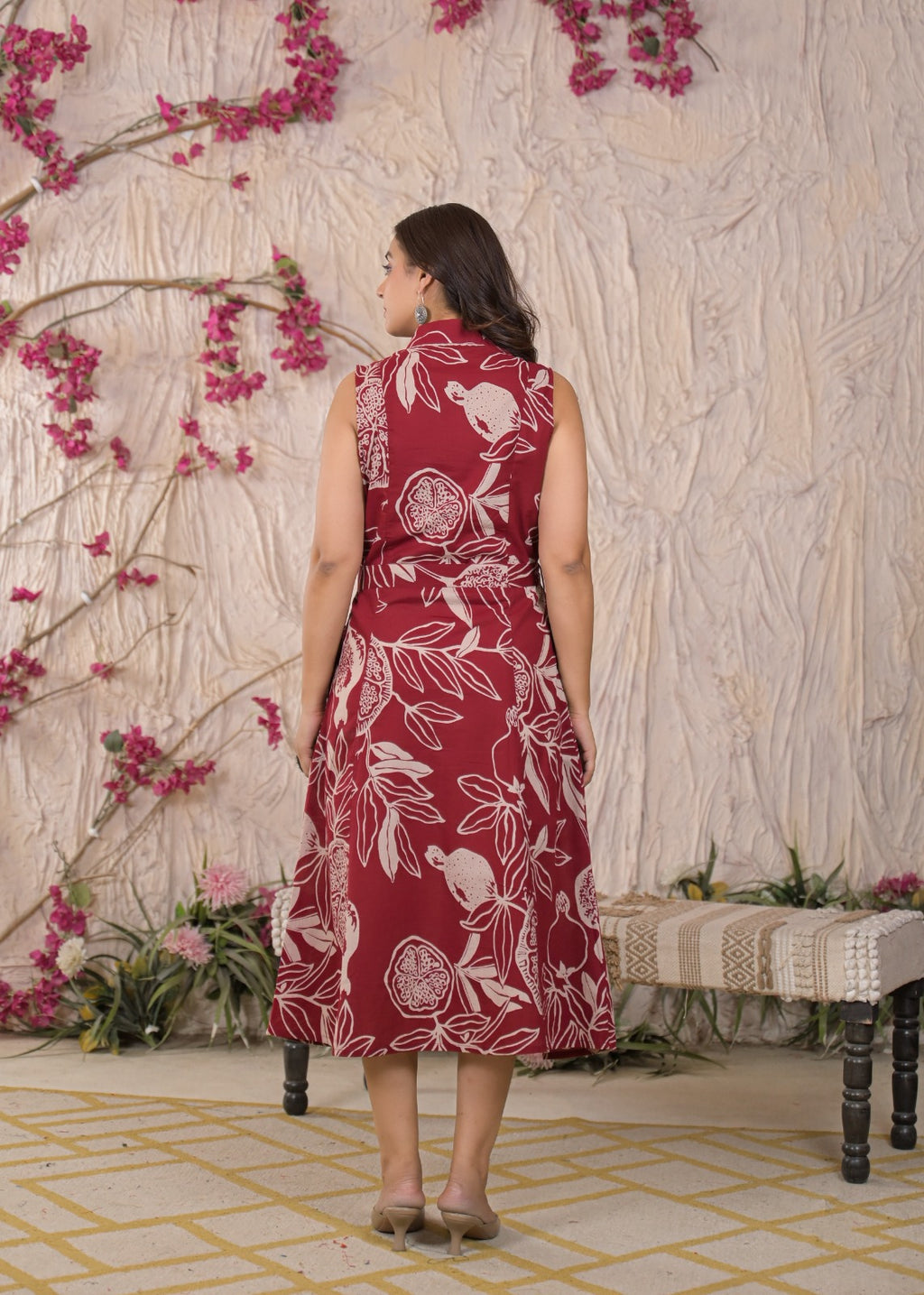 Floral Printed Sleeveless Shirt Dress
