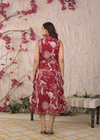 Floral Printed Sleeveless Shirt Dress