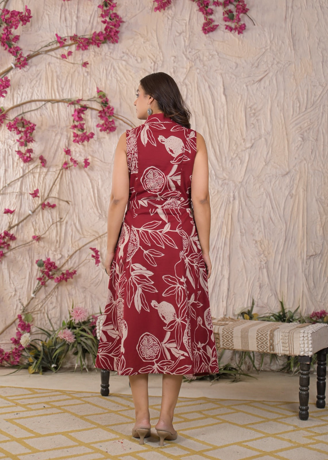 Floral Printed Sleeveless Shirt Dress