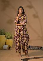 Ikat Print V-Neck Kurta Pant Set