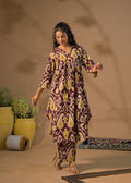 Ikat Print V-Neck Kurta Pant Set