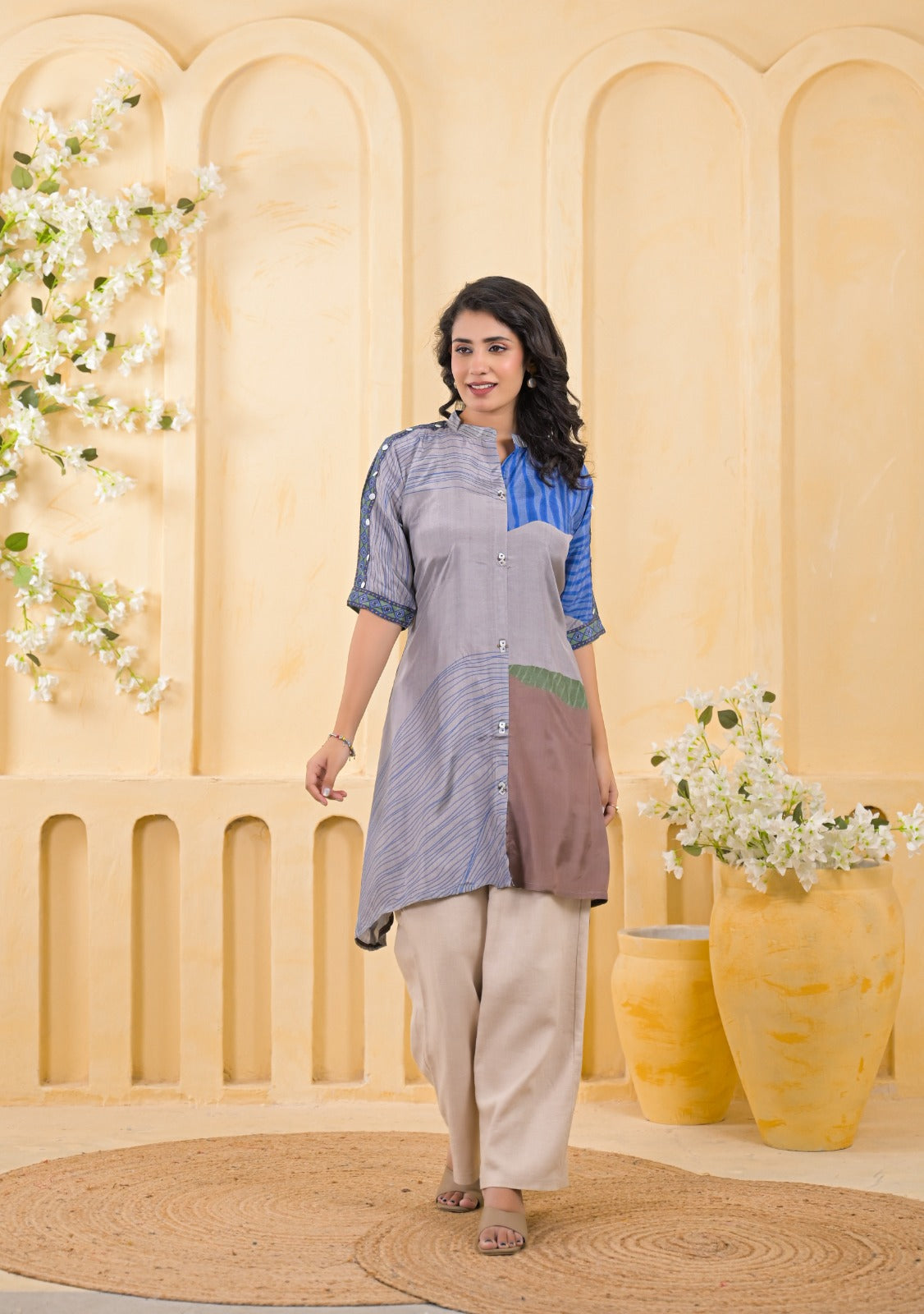 Contemporary Paneled High-Low 2 Piece Co-ord Set