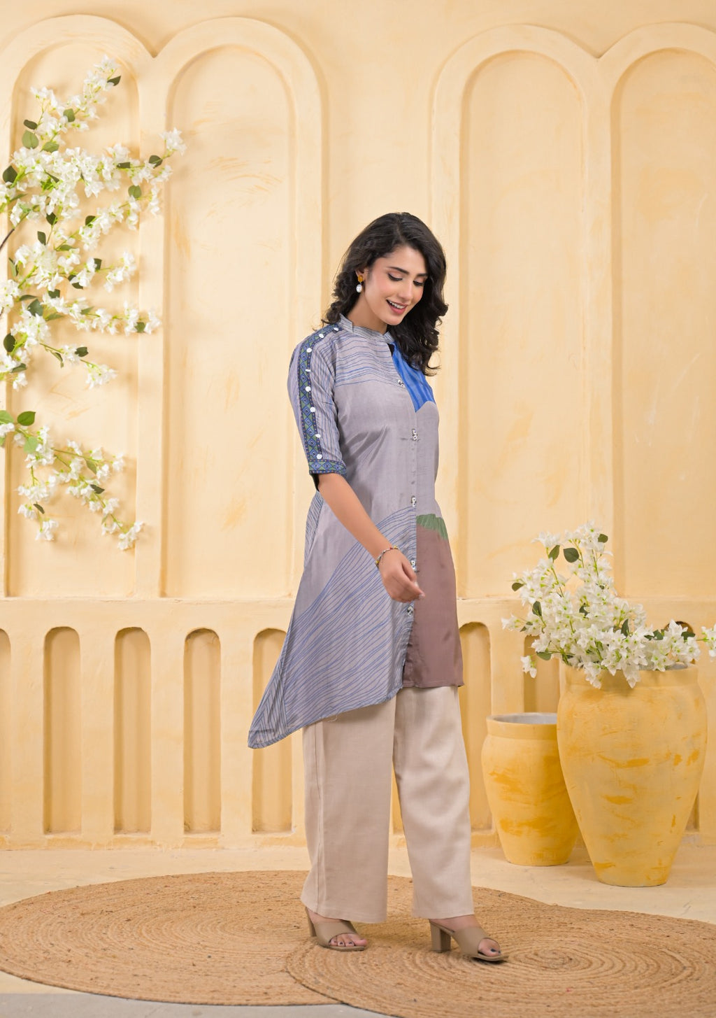 Contemporary Paneled High-Low 2 Piece Co-ord Set