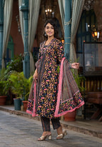 Printed Straight Kurta Pant Dupatta Set