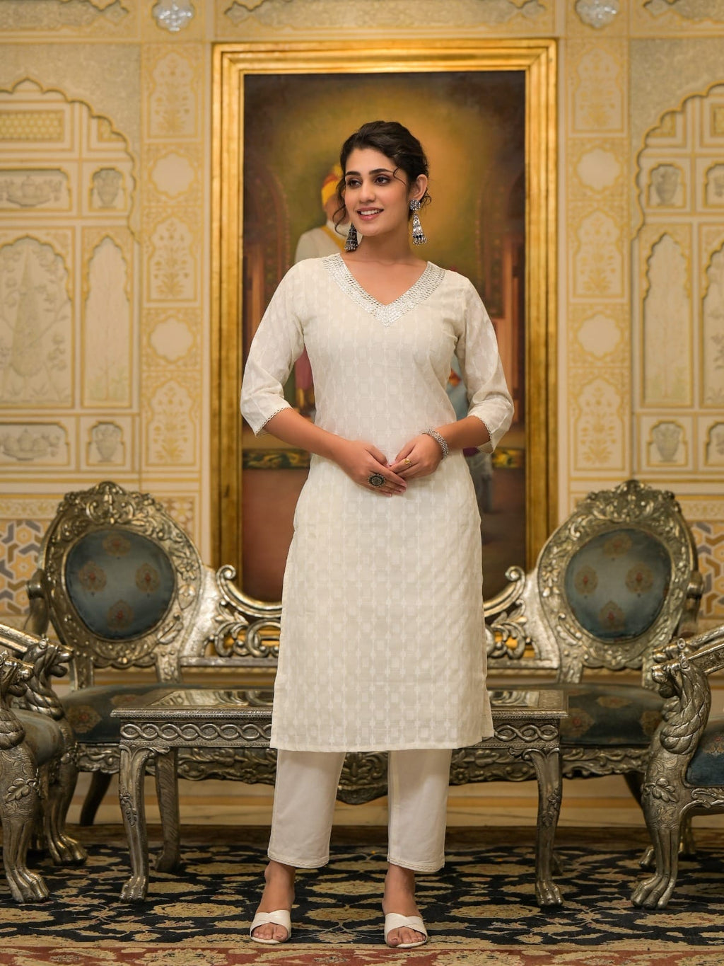 Printed Straight Kurta Pant Dupatta Set