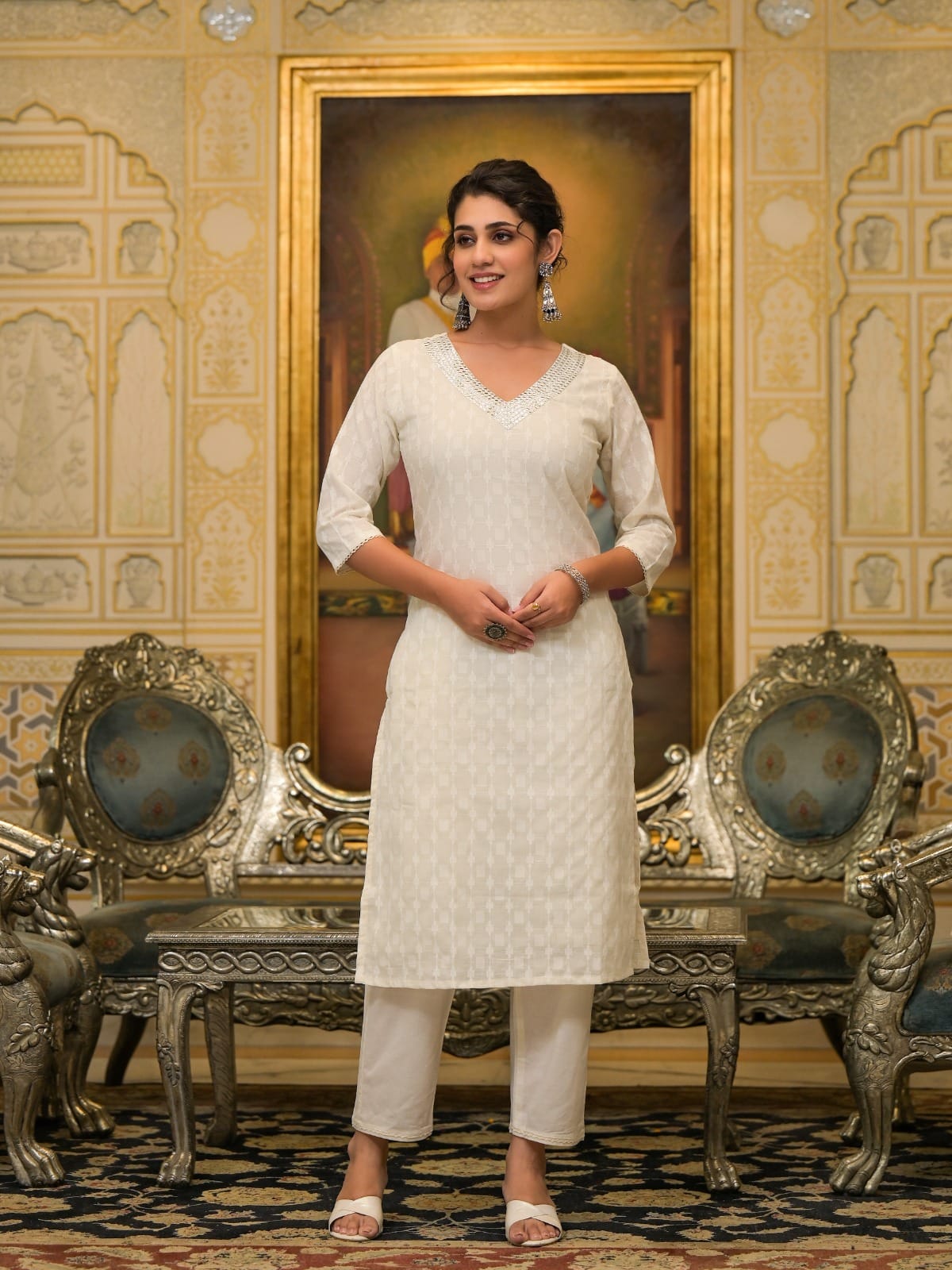 Printed Straight Kurta Pant Dupatta Set