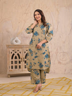 Floral Printed Straight Kurta Pant Set