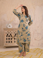 Floral Printed Straight Kurta Pant Set