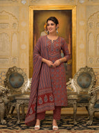 Traditional Ethnic Jaal & Floral Boota Print 3 Piece Kurta Set