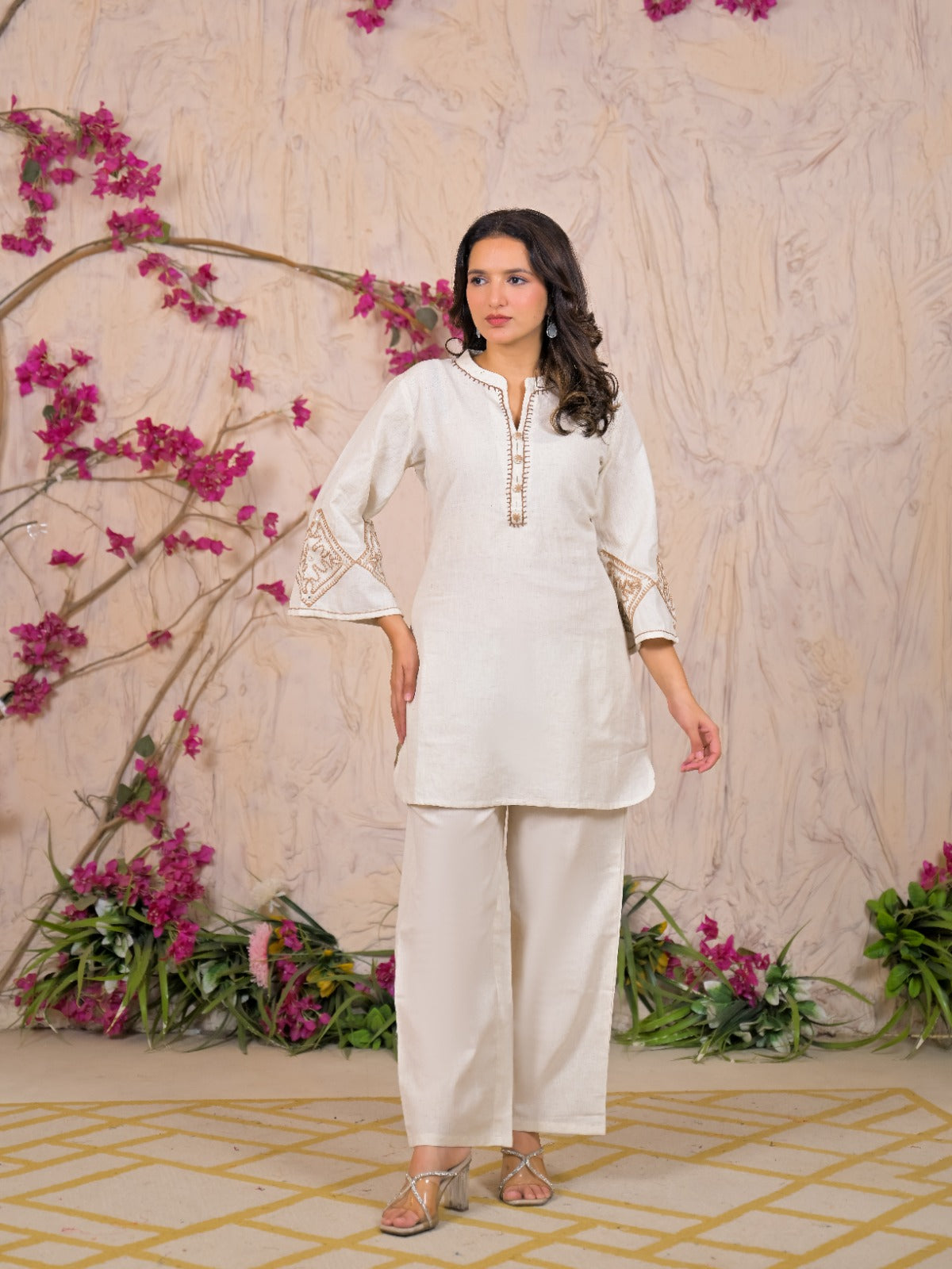 Embroidered Straight Kurta Pant Set