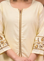 Floral Embroidered Kurta Palazzo with Dupatta Set