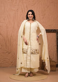 Floral Embroidered Kurta Palazzo with Dupatta Set