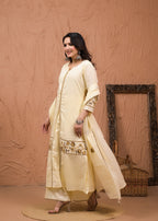 Floral Embroidered Kurta Palazzo with Dupatta Set