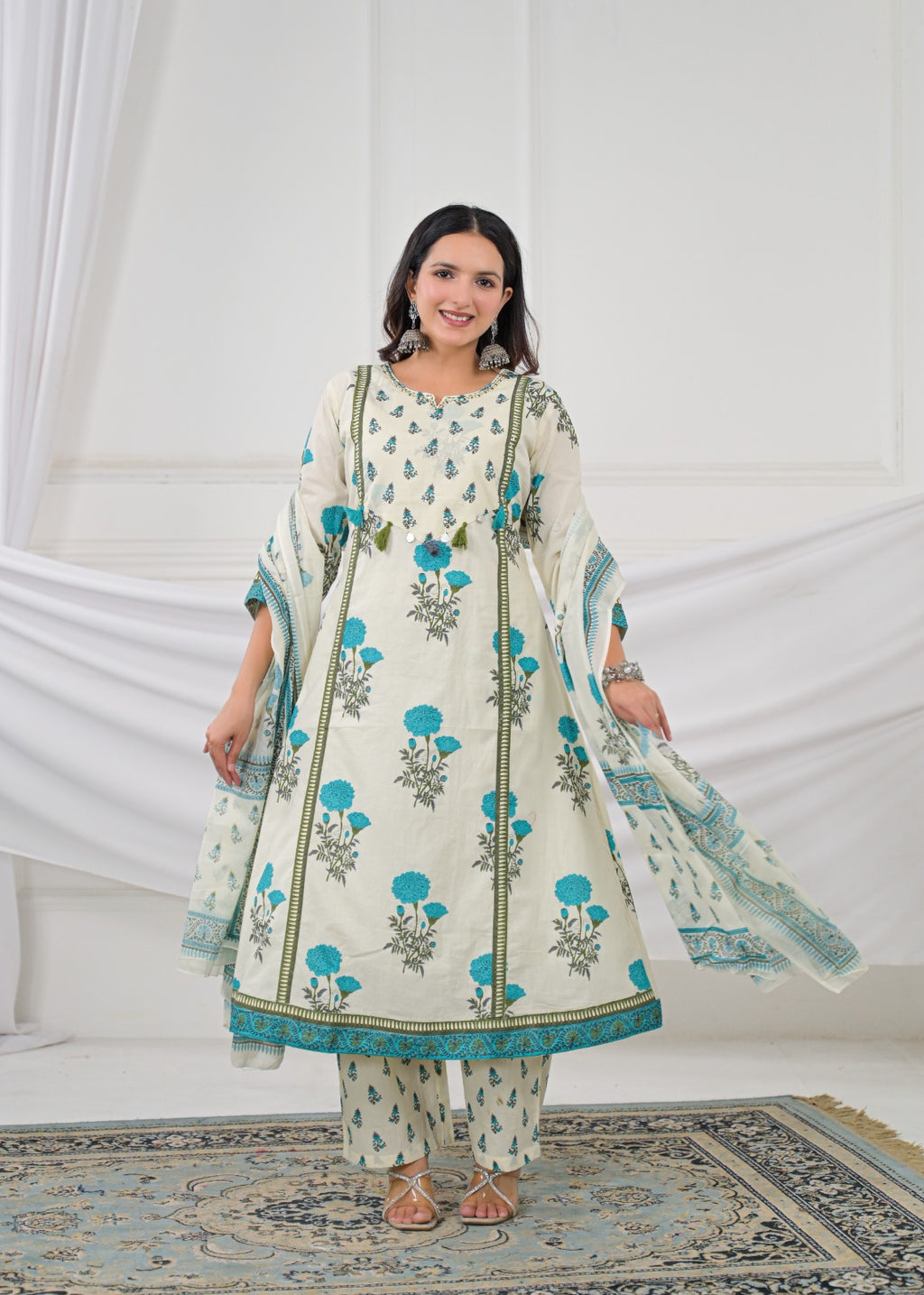 Floral Printed Anarkali Kurta Set