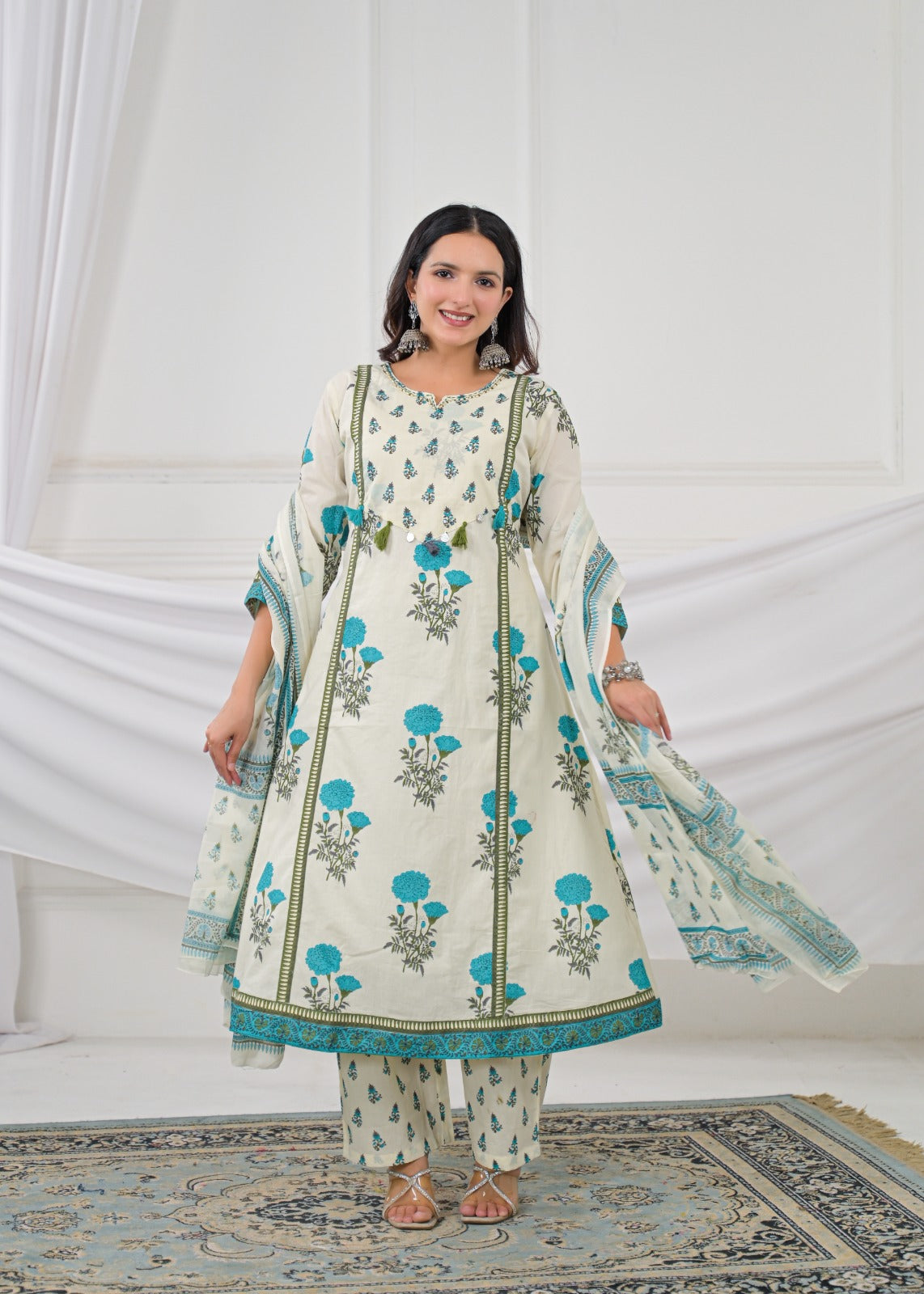 Floral Printed Anarkali Kurta Set