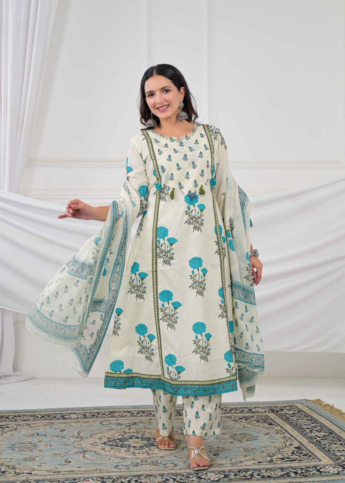 Floral Printed Anarkali Kurta Set