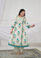 Floral Printed Anarkali Kurta Set