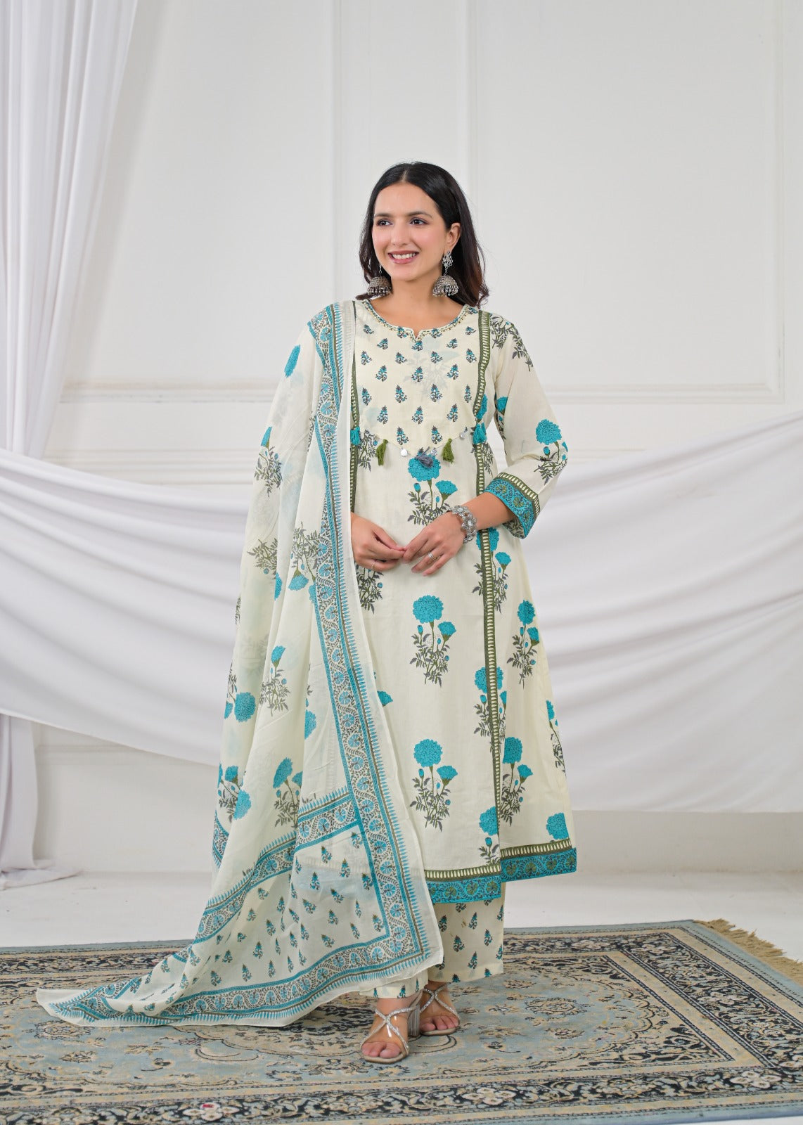 Floral Printed Anarkali Kurta Set