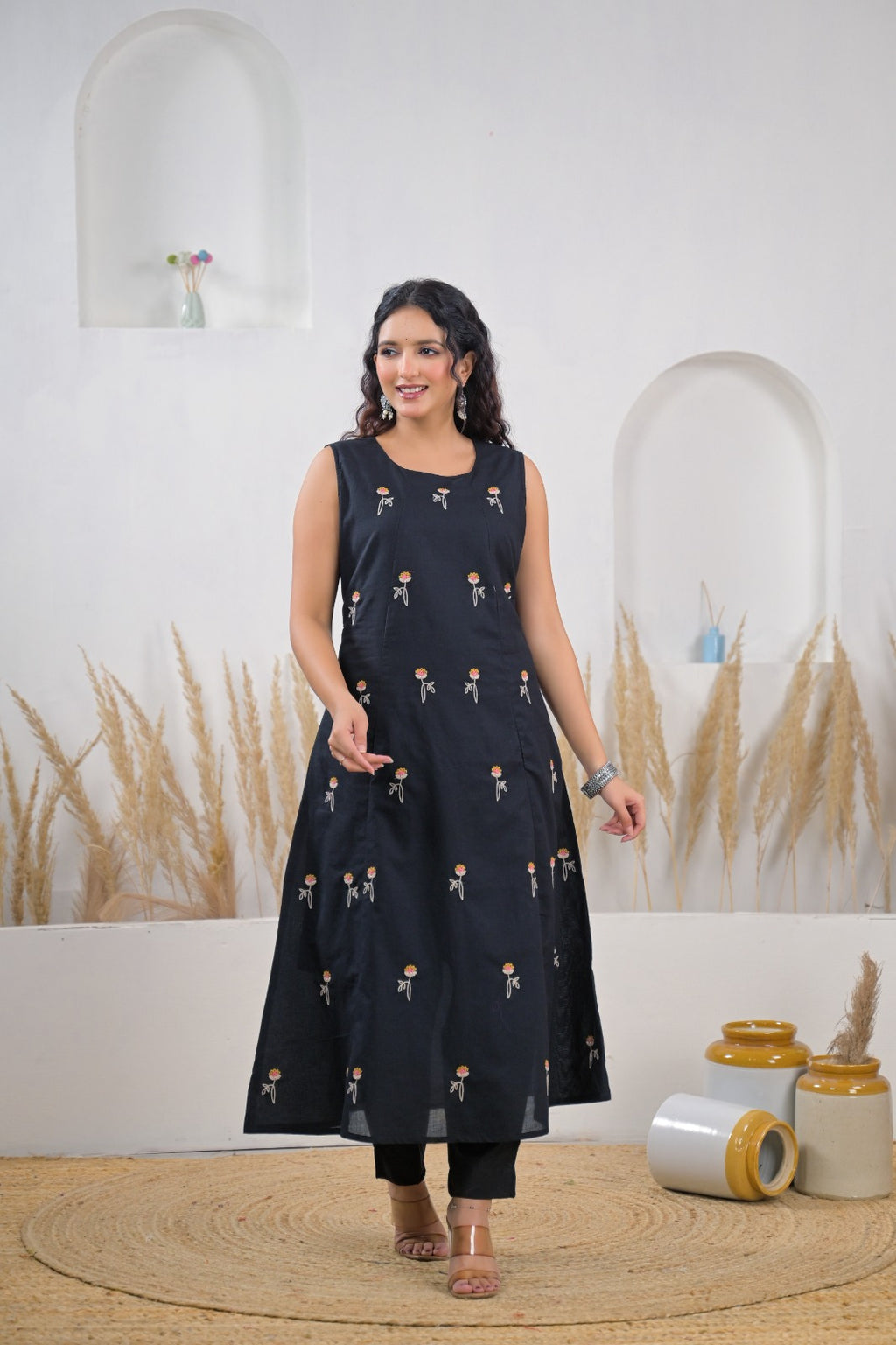 Embroidered Straight Kurta Pant Set with Dupatta