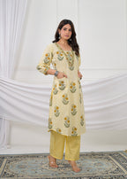 Floral Printed Straight Kurta Pant with Dupatta Set