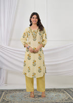 Floral Printed Straight Kurta Pant with Dupatta Set