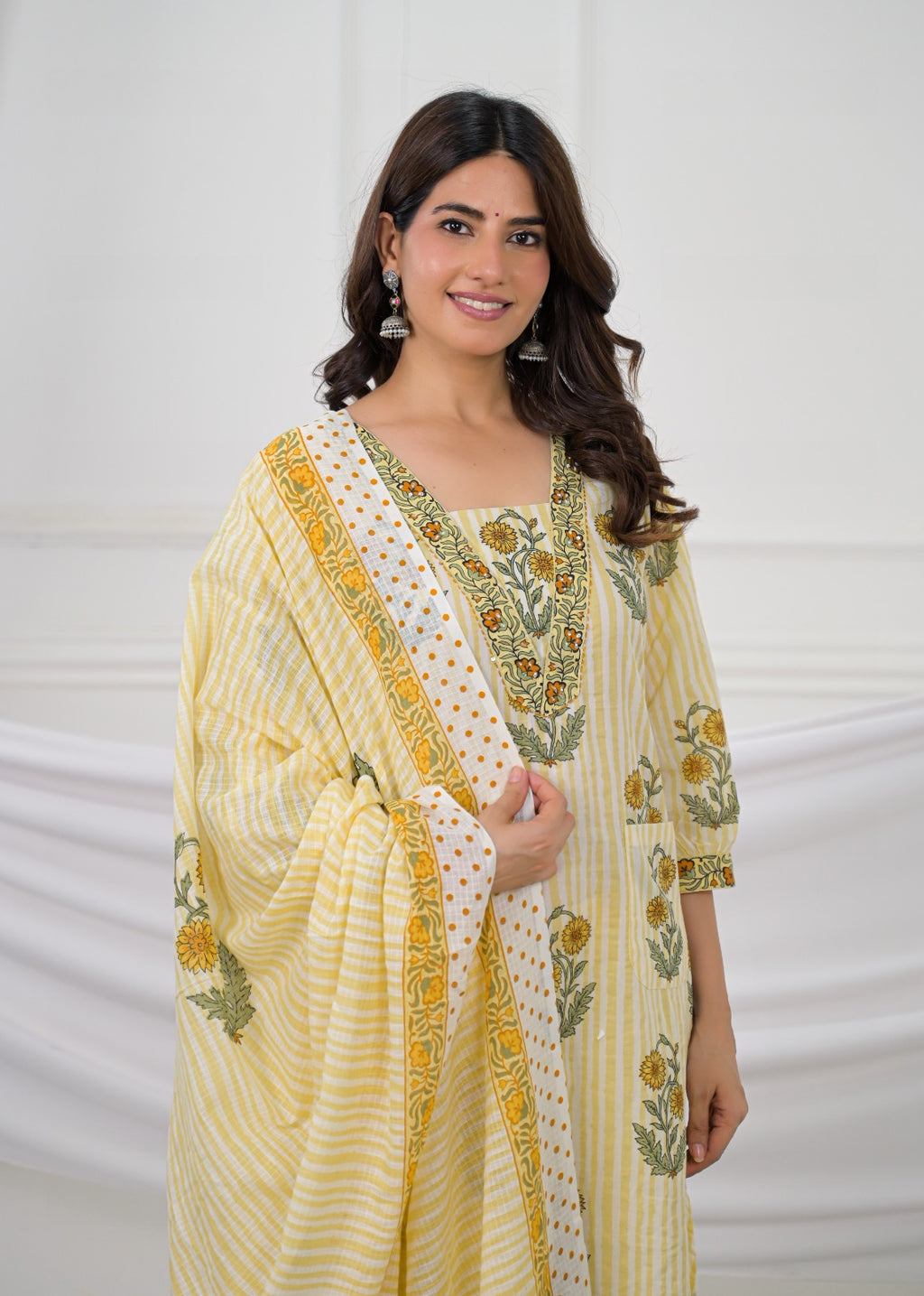 Floral Printed Straight Kurta Pant with Dupatta Set