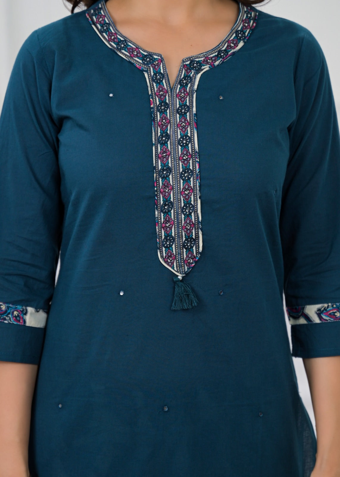 Embroidered Kurta with Printed Pant & Dupatta Set