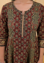 Traditional Ethnic Printed Flared 3-Piece Cotton Kurta Suit Set with Dupatta