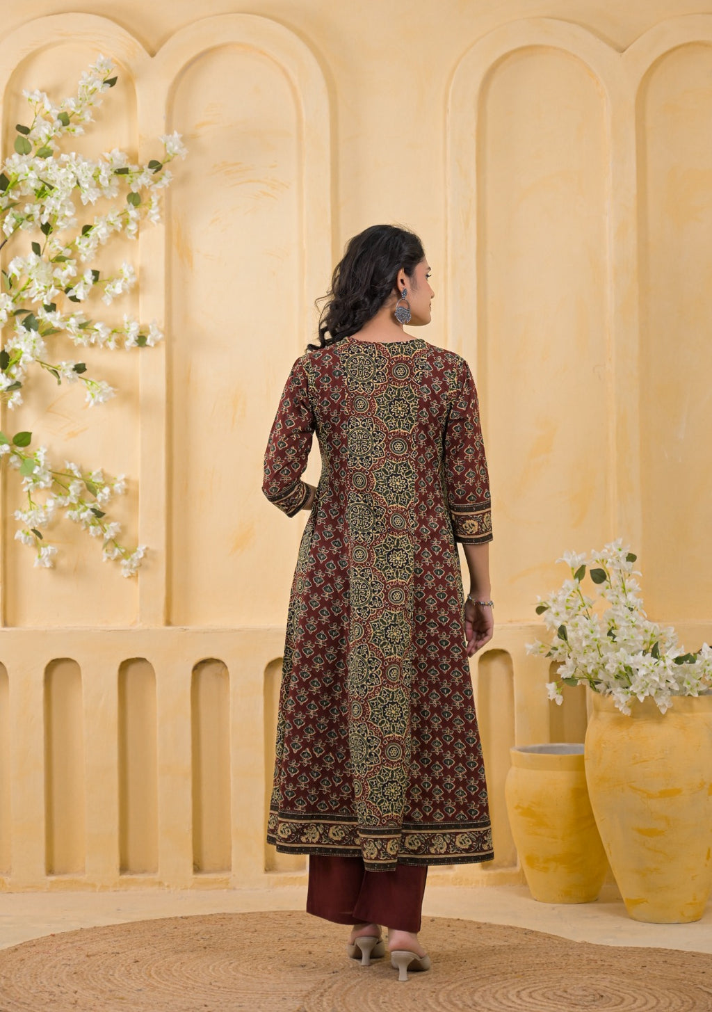 Traditional Ethnic Printed Flared 3-Piece Cotton Kurta Suit Set with Dupatta