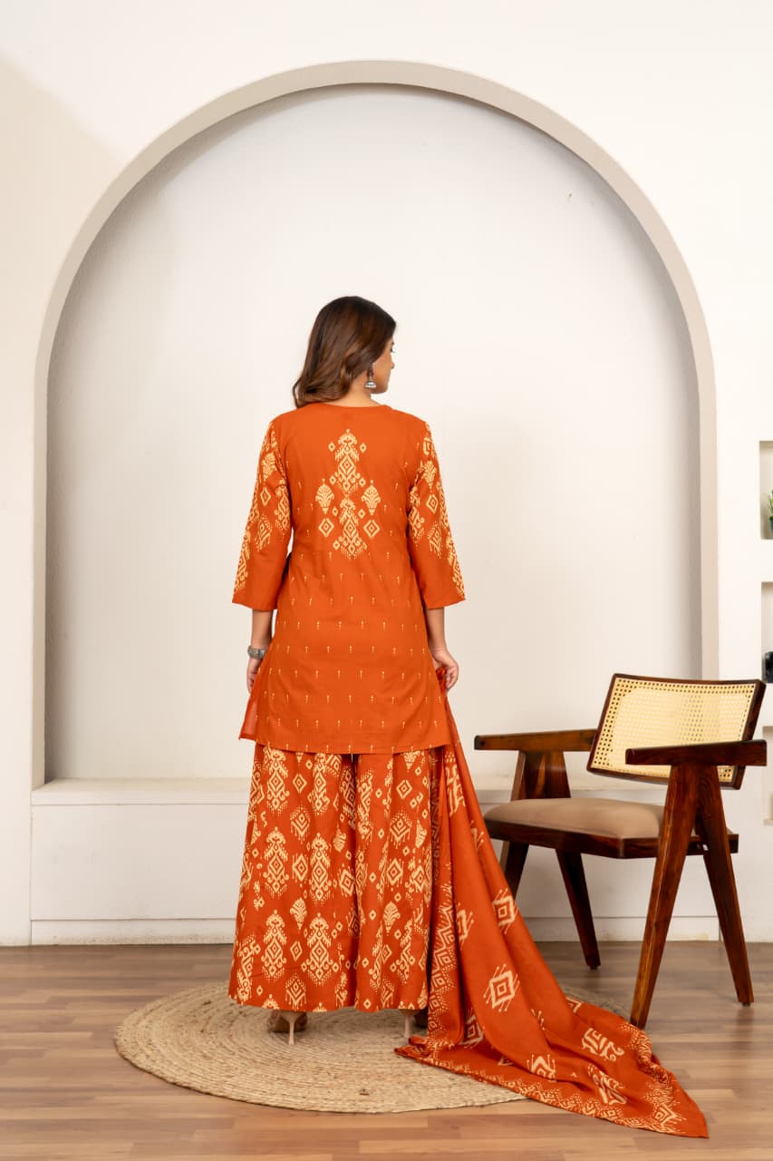 Geometric Printed Kurta Sharara with Dupatta Set