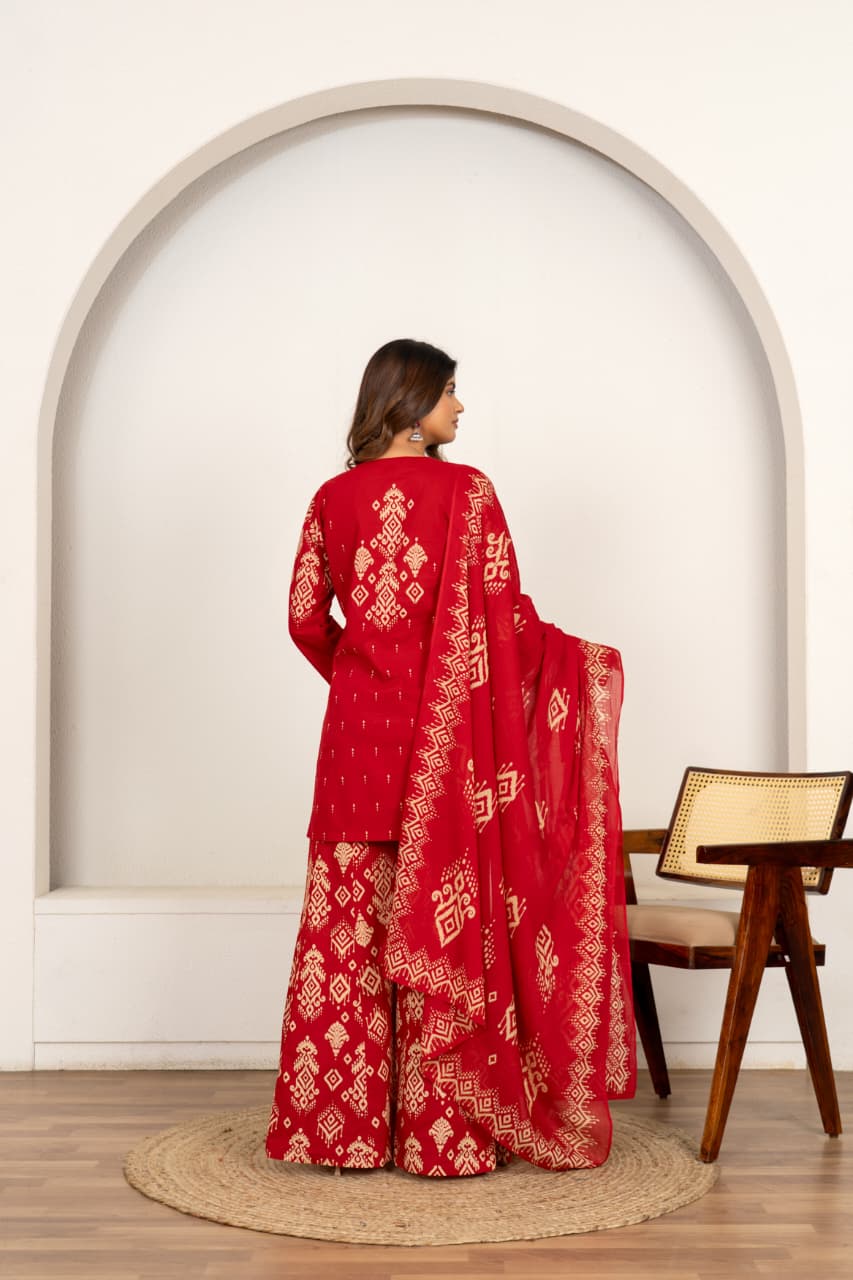 Geometric Printed Kurta Sharara with Dupatta Set
